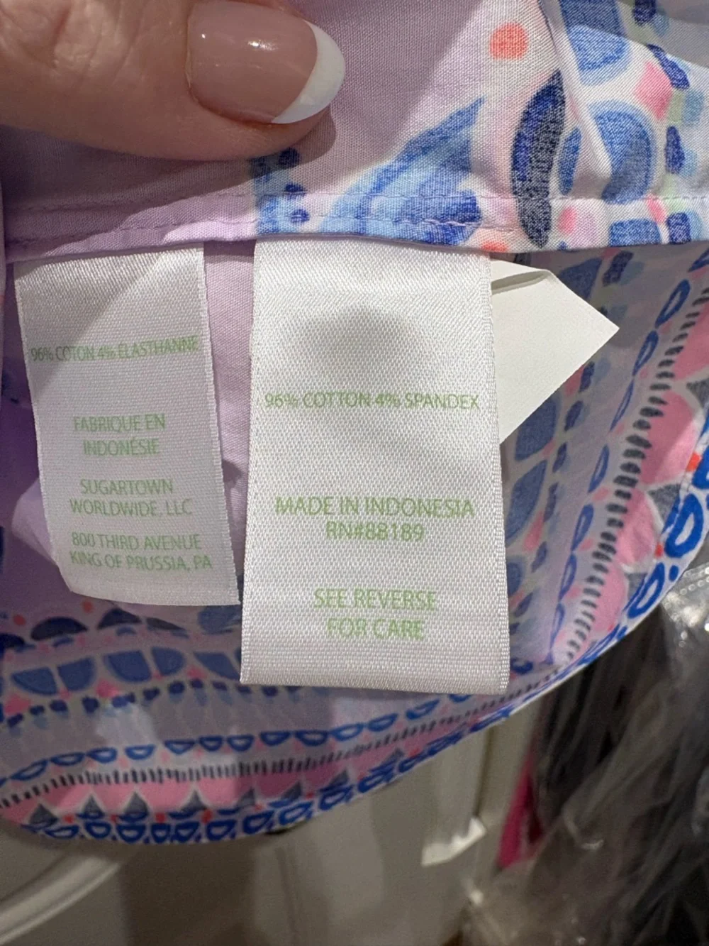 Lilly Pulitzer Lilac Floral Button-Front Blouse with Blue Leaf Print - Picture 3 of 3